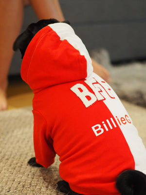 BFF 2 Tone Hoodie Dog - Red & White