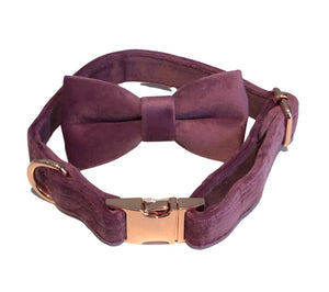 Velour Bow Tie & Dog Collar